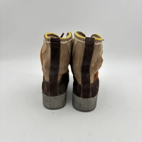 Vintage Fur Suede Quilted Moccasin Boots Moc Toe Women's 6 Made in Italy - Picture 4 of 14